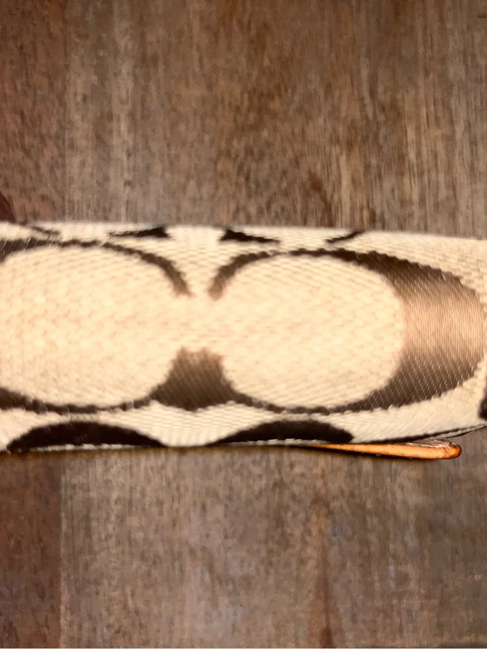 Coach Brown Signature Canvas Bifold Wallet with Tan Leather Trim